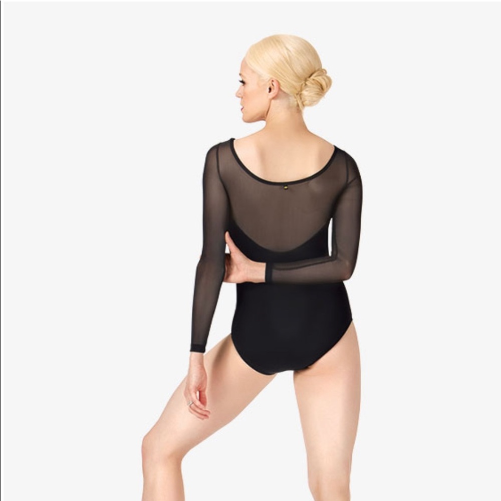 black mesh long sleeve mariia leotard